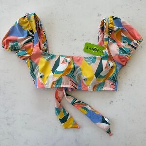 NWT Volcom Parrotise Fashion Crop Swim Top